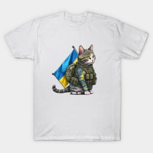 Cat Ukrainian Soldier T-Shirt